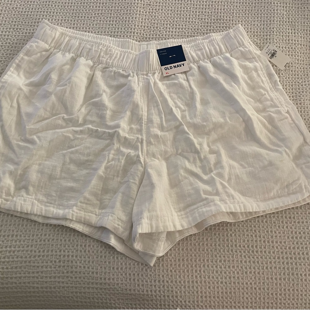 Old Navy White High-Rise Gauze Shorts